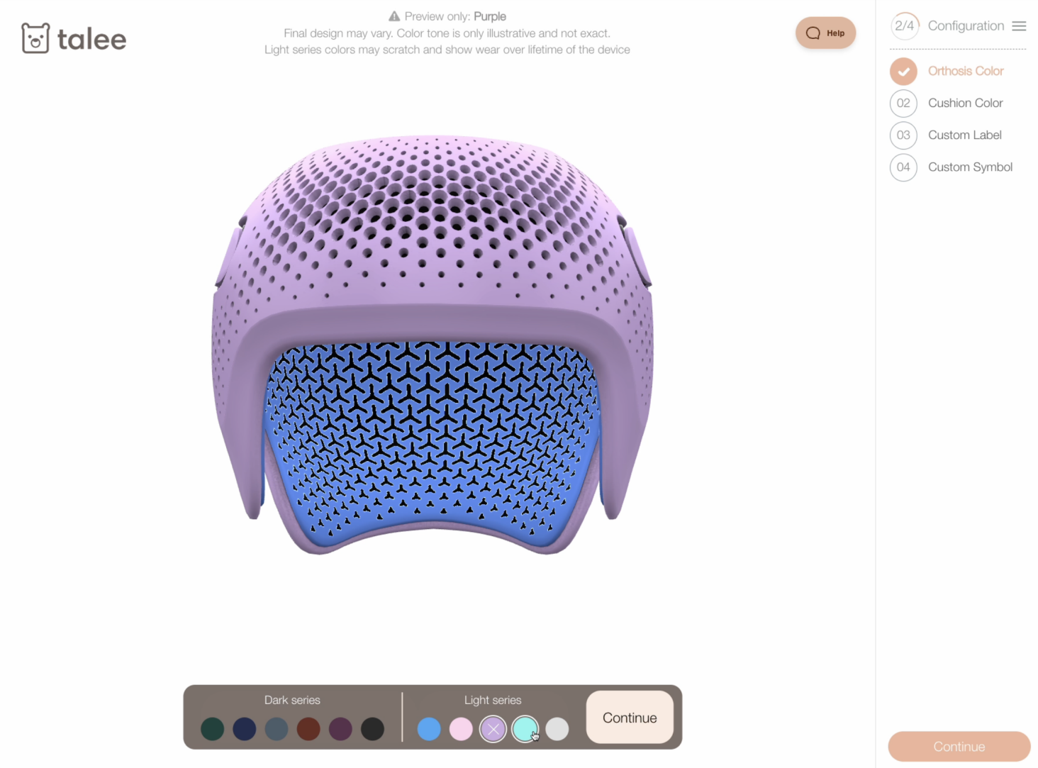 Проектирования черепного ортеза в Talee