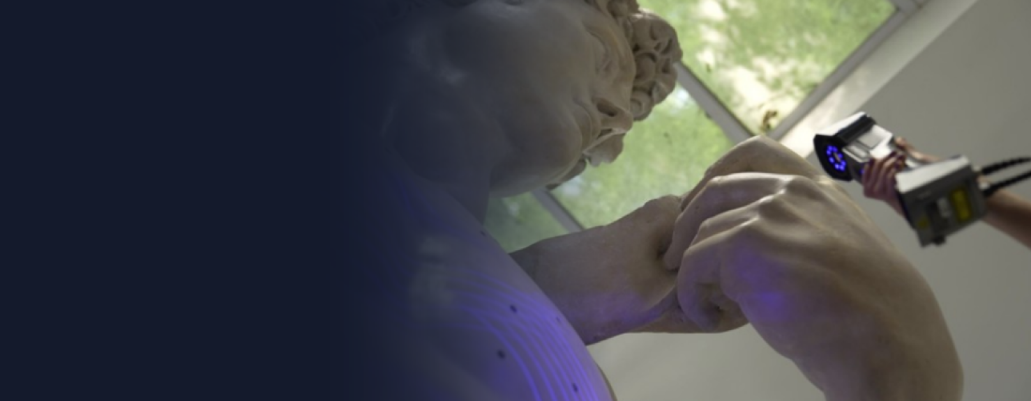 3D-сканирование гипсовой формы скульптуры Давида с помощью FreeScan UE 7