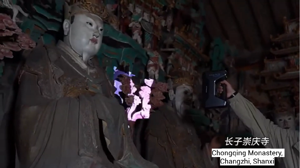 3D-сканирование статуи в монастыре Чунцин в уезде Чанцзы провинции Шаньси
