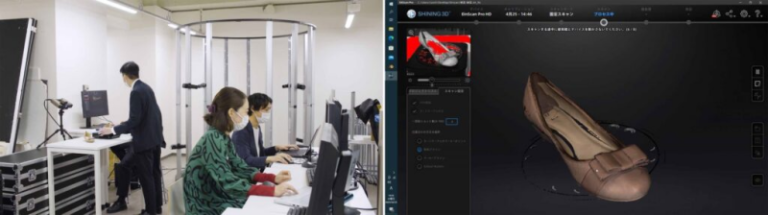 Традиционное сканирование, выполняемое сотрудниками разных отделов (слева), данные сканирования обуви (справа)