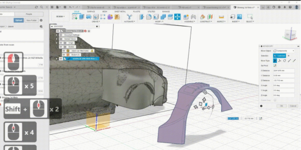 Методика и советы по 3D-сканированию и реверс-инжинирингу деталей автомобиля с помощью 3D-сканера EinScan HX, Geomagic Essentials и Fusion 360.