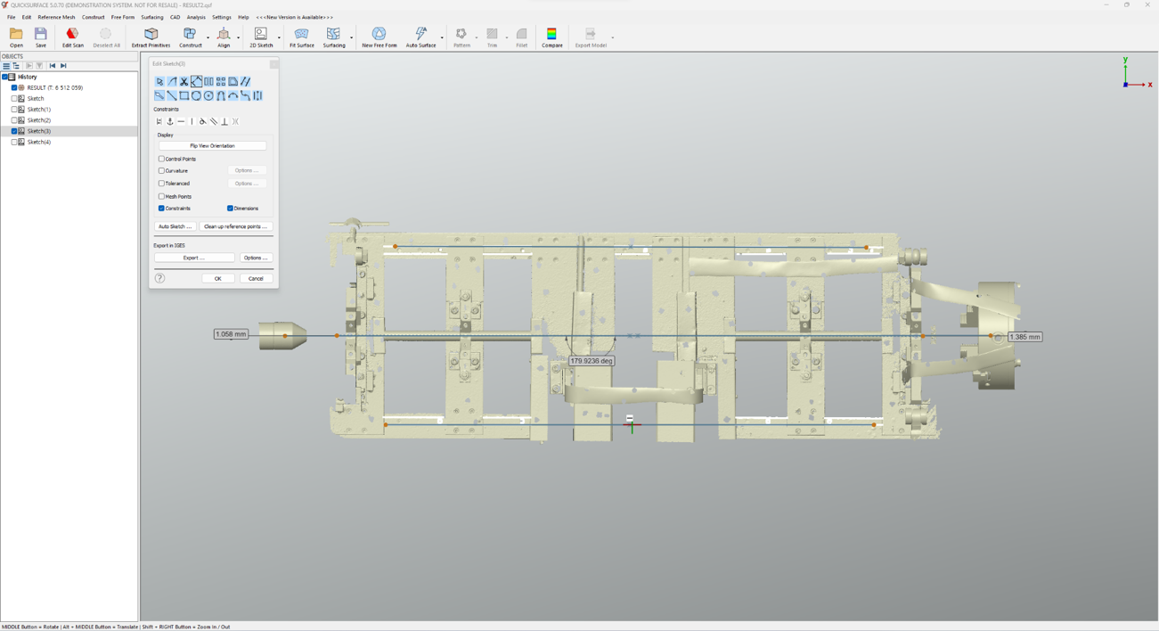 Разница в центральной точке