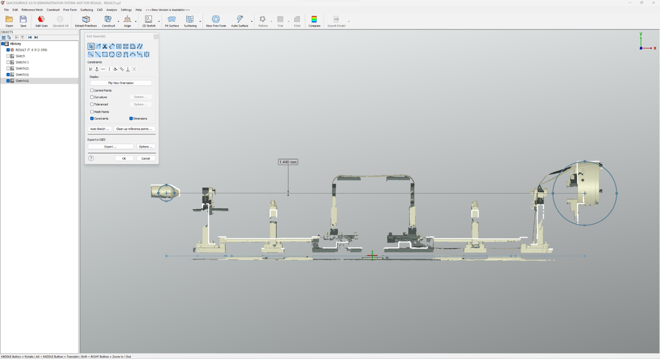 Центральная точка вала расположена на 1,446 мм выше центральной точки патрона.