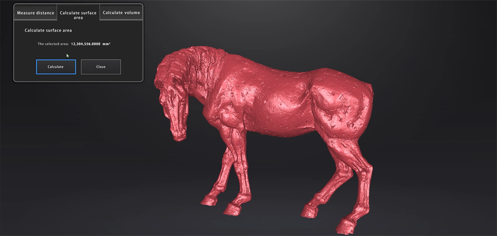 Площадь поверхности рассчитывается с помощью программного обеспечения